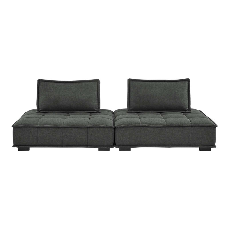 Modway Saunter Tufted Fabric Fabric 2-Piece Loveseat, Gray 100% Polyester