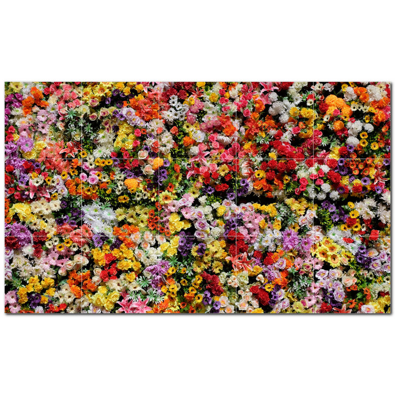 Panneau mural décoratif en céramique 6 po x 6 po Flowers