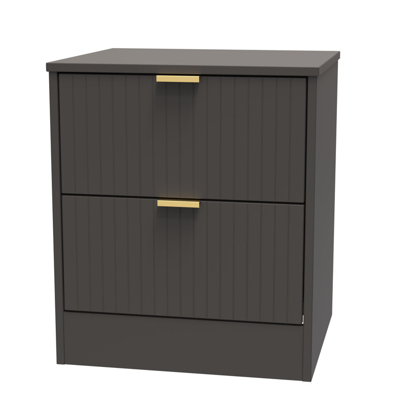Barriner 45cm W Manufactured Wood Bedside Table, Graphite Black