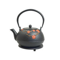 Cast Iron Tea Kettle for Stovetop - Japanese Tea Set with Warmer, Trivet,  Infuser and 4 Teacups, Hobnail Design (40 oz, Black, 6 Pieces) 