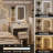Amisted Small Makeup Vanity with LED Mirror & Outlets, Storage Drawers and 3 Shelves, Storage Stool, Bedroom-1630125949