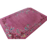 Art Deco Hand Knotted Wool Floral Area Rug
