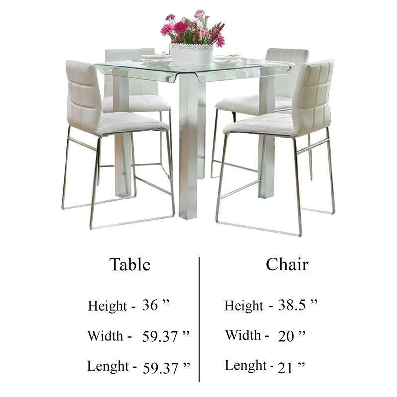 Ensemble de salle à manger carré Fely L 39,37 po x l 39,37 po