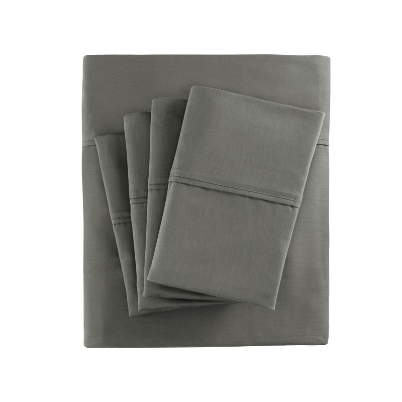 Ensemble de draps en mélange de coton 800 fils, Ensemble de draps pour très grand lit + 1 drap-ho, Gris anthracite