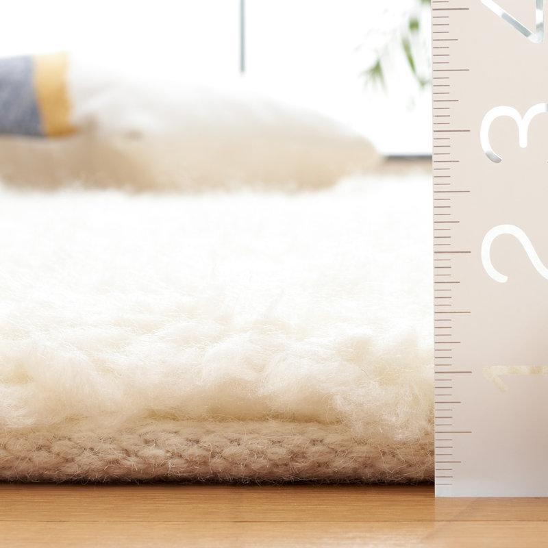Abriel Solid Color Handmade Wool Area Rug in Ivory, Runner 2'3" x 8'