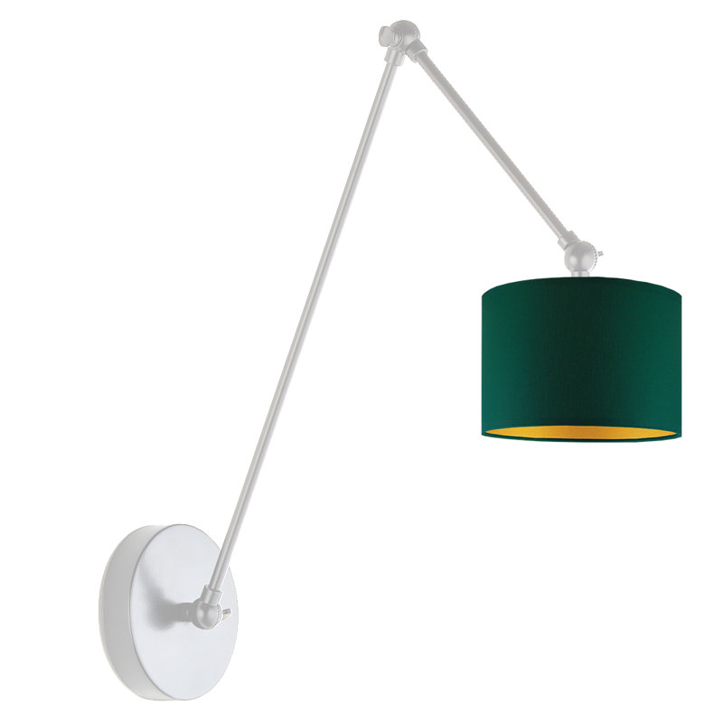 TESNUS GOLD Swing Arm Sconce, Silver, Green/Gold