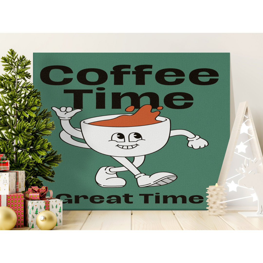 Coffee Time Canvas Wall Art, Great Time Matte Print, Ready to Hang, Archival Quality, Modern Decor, Gallery Wrapped Canvas, Coffee Cup Art