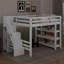 Lit mezzanine avec tablettes, escalier de rangement, petite armoire et lumière DEL-1162991092