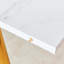 Table de salle à manger rétractable, plateau de table en panneau de fibres à densité moyenne à motif blanc avec pieds en métal doré, table de salle à manger moderne à surface lisse