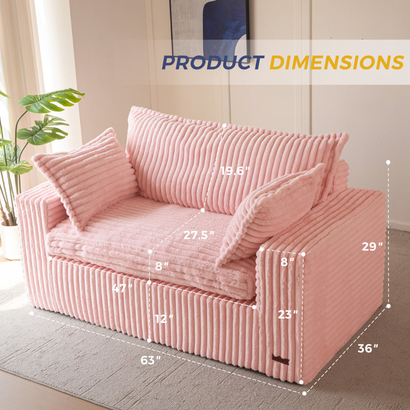 Fauteuil à billes Boneless, Rose, H 29 po x l 63 po x P 36 po