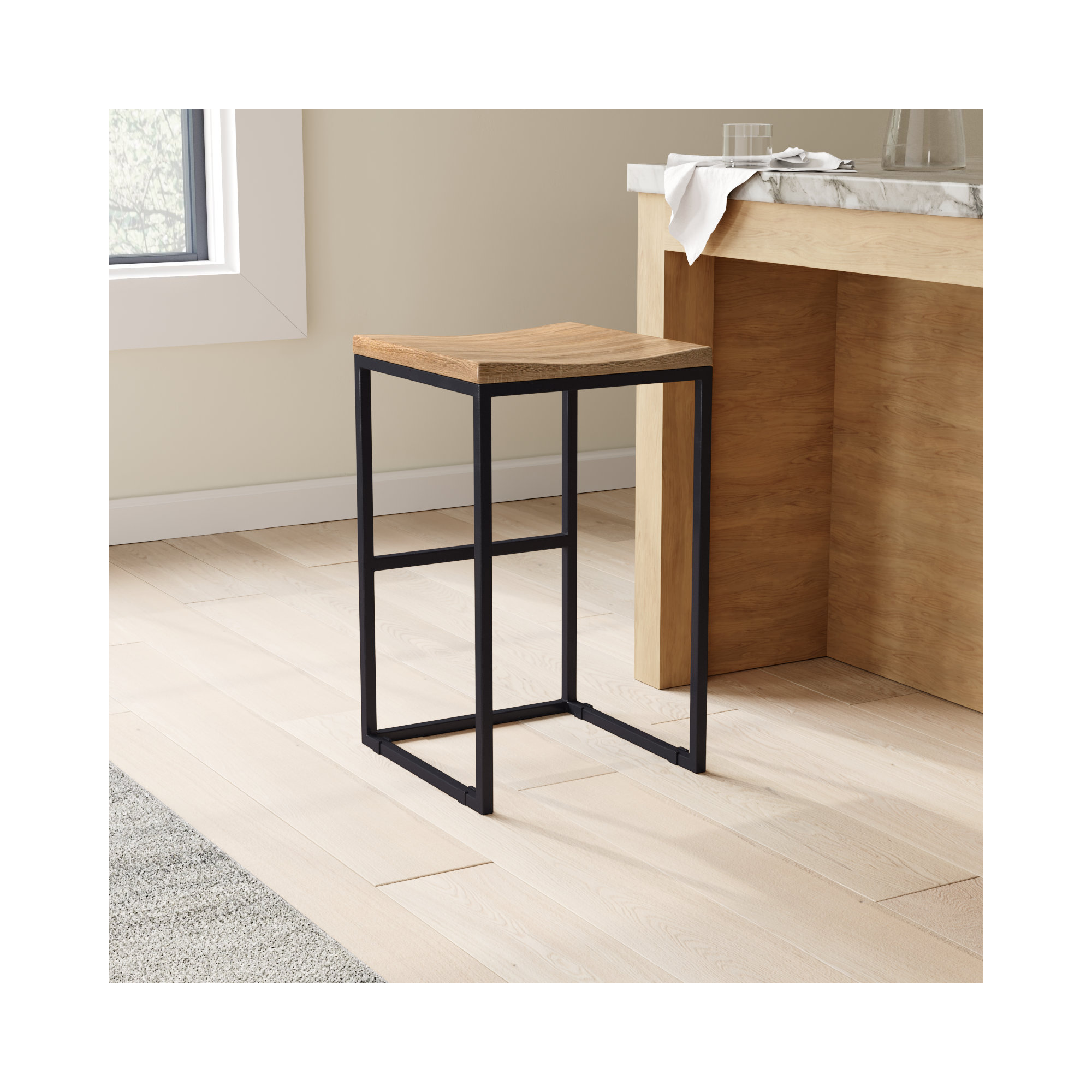 Presley Solid Wood Stool, Counter Stool (24" Seat Height)