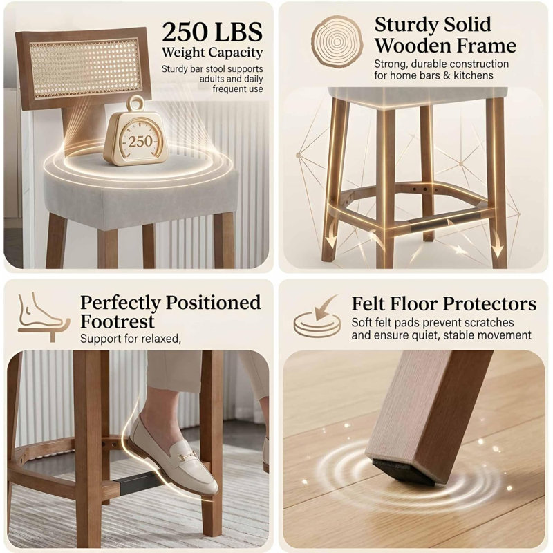 26.5" Modern Rattan Counter Stools