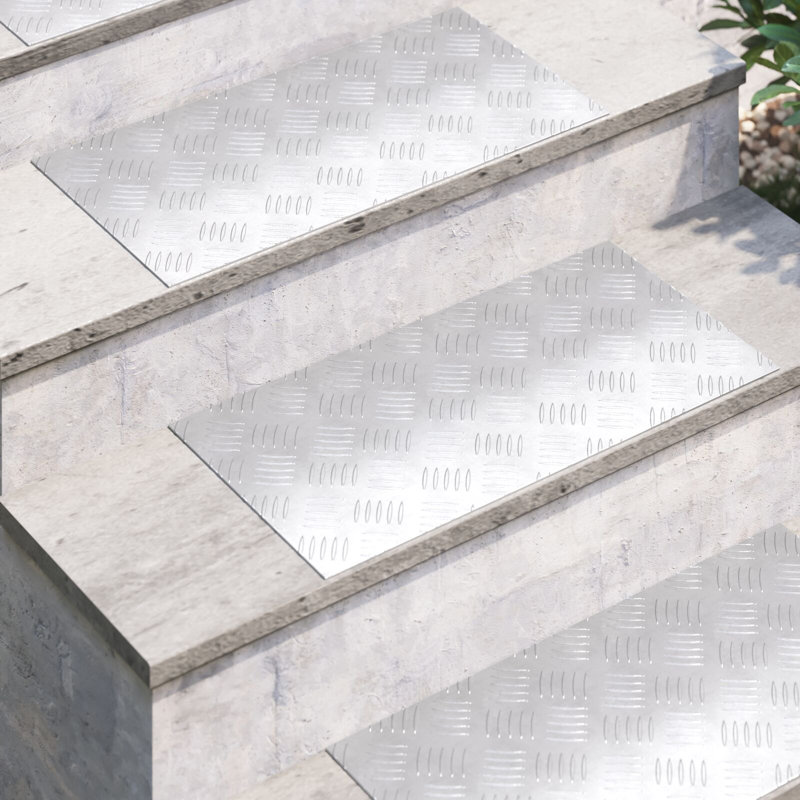 Metal Anti-Slip Stair Treads, Rectangle 30cm x 60cm, Silver