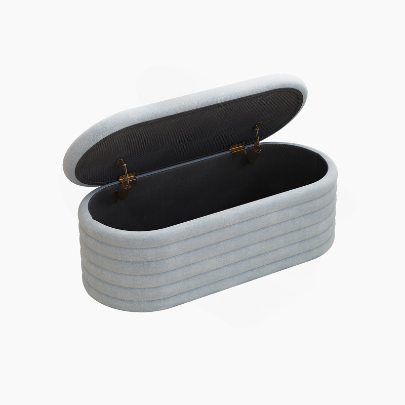 Banc de rangement en chenille avec repose-pieds et banc de rangement rembourré en tissu avec charnière de sécurité pour la chambre à coucher, le salon, le vestibule et le placard (40 po, gris clair)