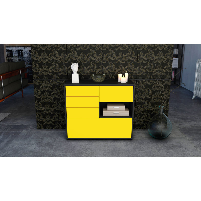 Pulaski 92cm Sideboard, Charcoal/Yellow