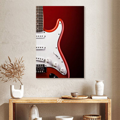 Abarca, guitare électrique moderne sur fond rouge
