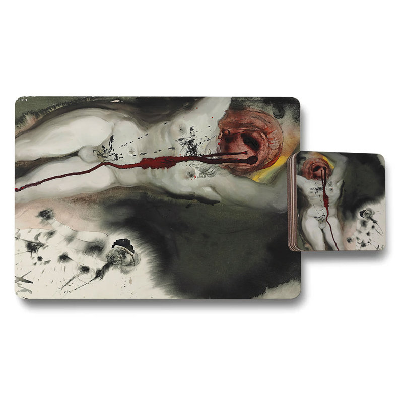 Studio Atelier 12 Piece Placemat And Coaster Set In Walnut Wood Backing With Designer Artwork