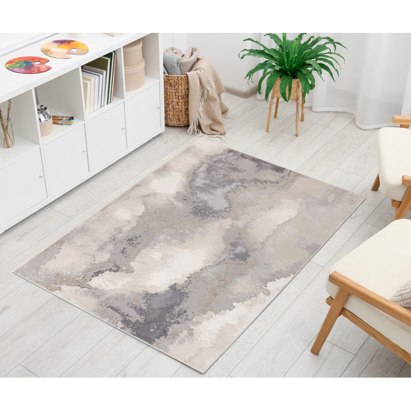 Caydren Grey/Beige/Cream Area Rug, Rectangle 120 x 170cm
