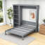 Lit escamotable en bois avec tablettes, conception pliable peu encombrante-1728178214-1728178213