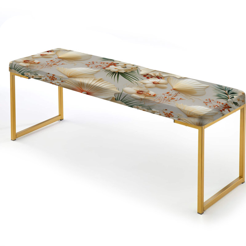 Seashell - motif tropical Serenity - banc rembourré doré bord de mer