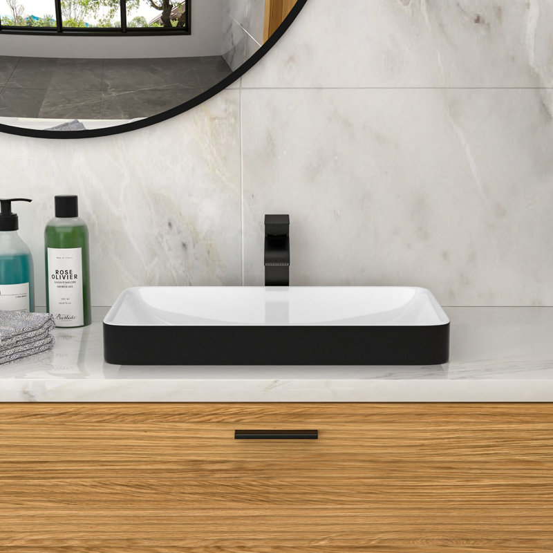 Lavabo de salle de bain semi-encastré en céramique 19 "X12"