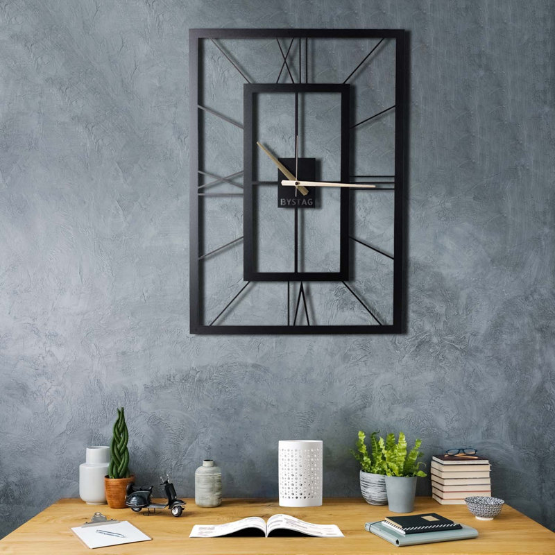 Wilcoxen Metal Wall Clock, 70cm H x 49cm W x 0.2cm D