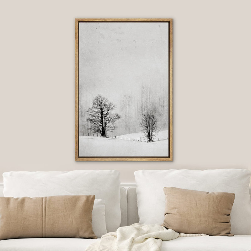 " Winter Snow Pastel Birch Trees ", Natural Floater Framed, 36" H x 24" W
