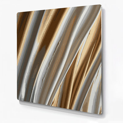 Art mural en métal gris clair DiagonalStripes
