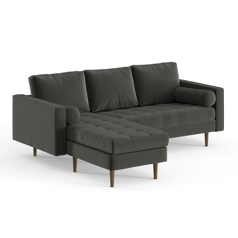 Canapé modulaire à méridienne réversible Geo, Tissu gris charbon