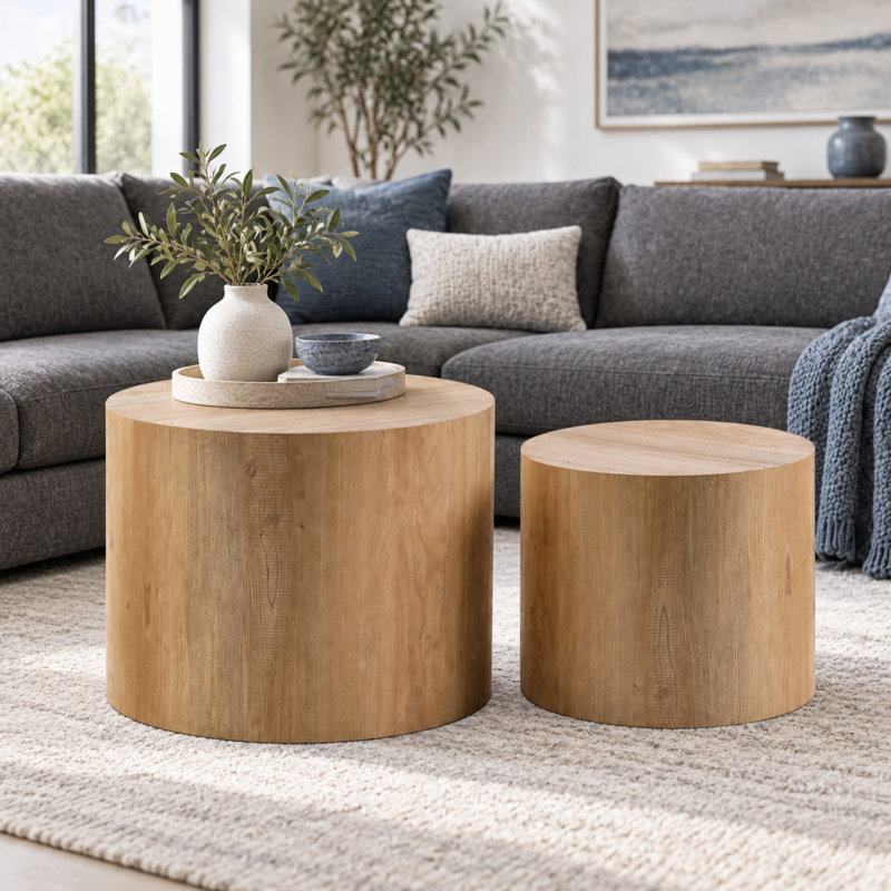 Tables d'appoint rondes en bois, Walnut