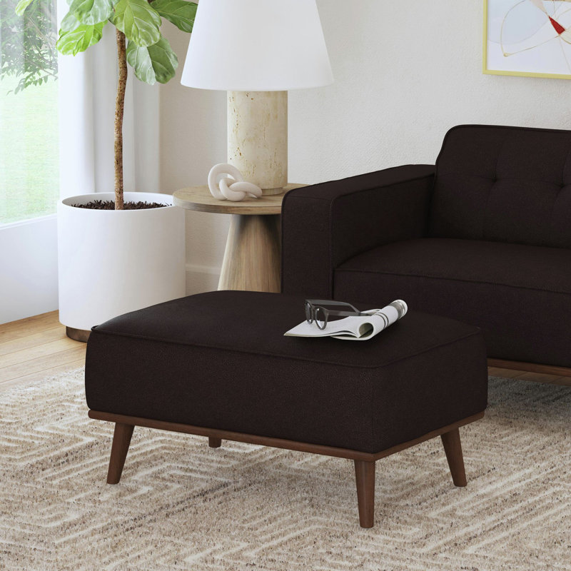 Repose-pieds Okehampt avec base en bois brun clair caillou, Brun