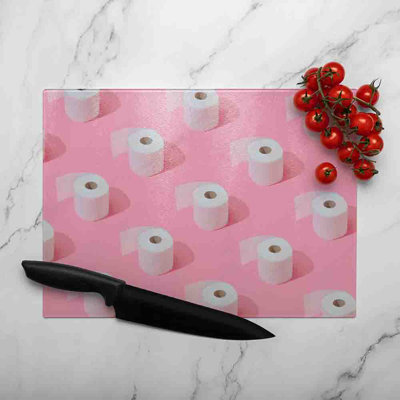 Toilet Rolls Glass Chopping Board
