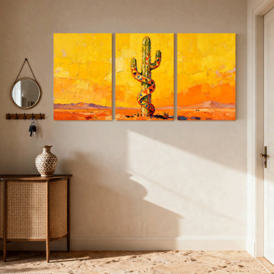 «Cactus Desert Cactus Snake», ensemble de 3 impressions sur toile