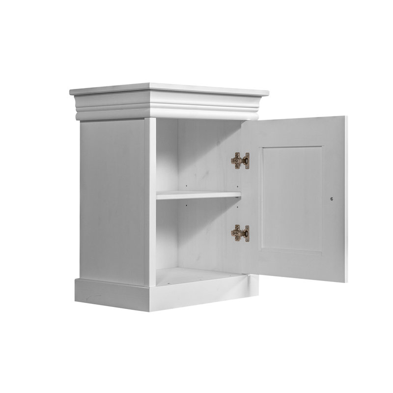 Waler 50.2 cm W Solid Wood Bedside Table, White, White