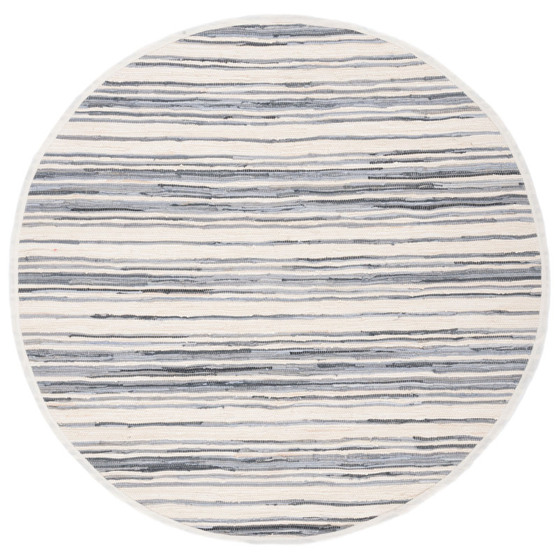 Fales Rag Rug Hand Woven Cotton Abstract Rug, Round 8'