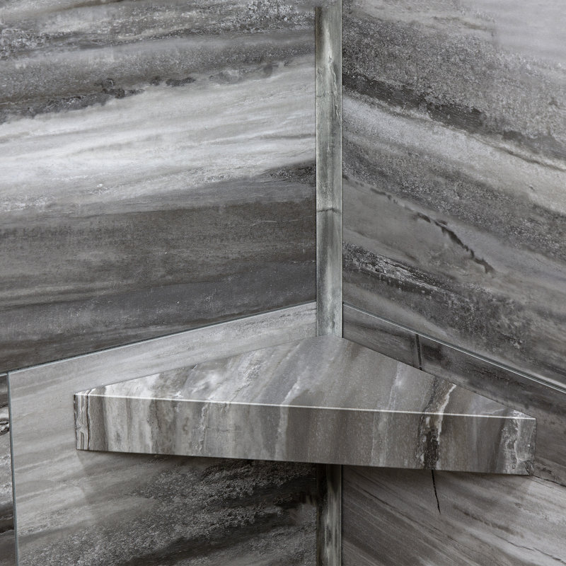 Palisade Vinyl Waterproof Corner Shower Shelf in Hermitage Granite/Urban Cliff, Hermitage Granite/Urban Cliff
