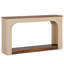 Console étroite 55,12 po à 2 niveaux rustique brun et chêne clair avec lumières DEL