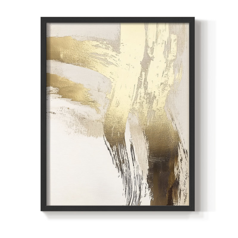 Abstrait, imprimé encadré - prêt à accrocher, 10" H x 8" W, Noir