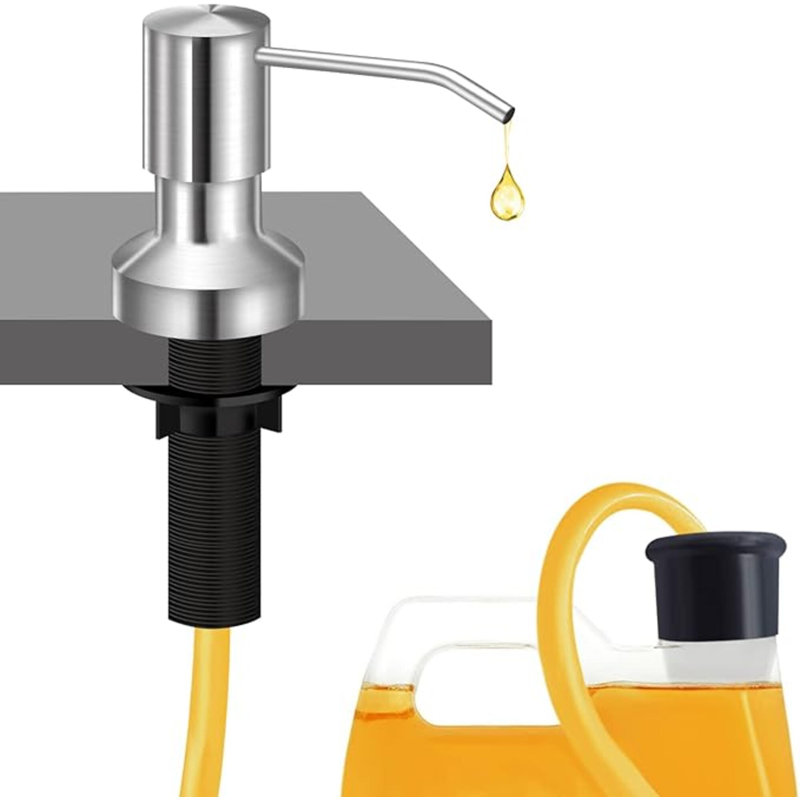 Sink Soap Dispenser For Kitchen Sink, Countertop Built In Sink Soap Dispenser With 47”Extension Tube Kit, No Need To Fill The Little Bottle Again