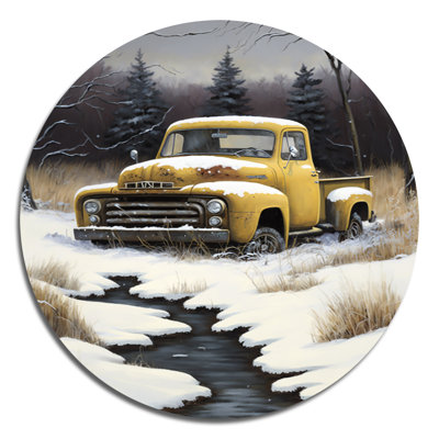Manushe " Yellow And Brown Retro Pick Up Truck "