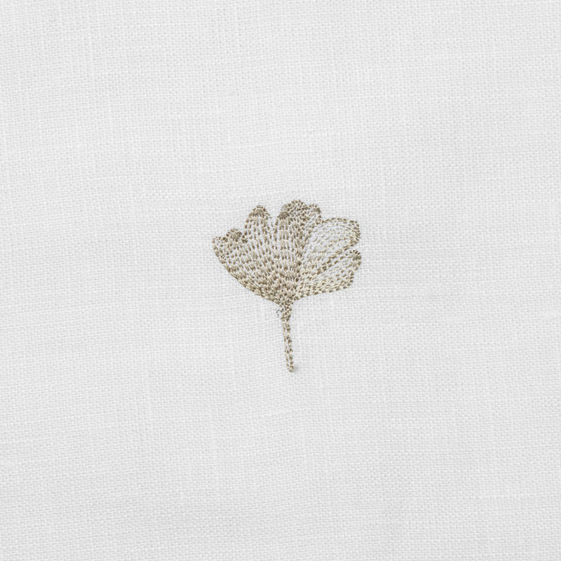 Ginkgo Linen Square Pillow Cover & Insert, White/Ash