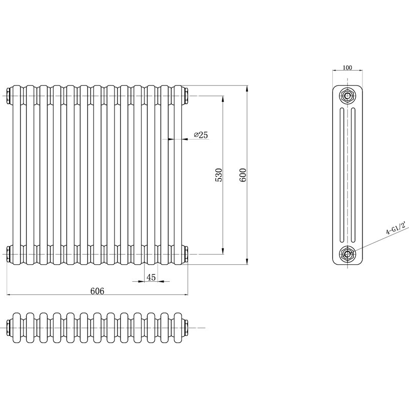 Horizontal Traditional Colosseum Radiator, 60.6 Cm 