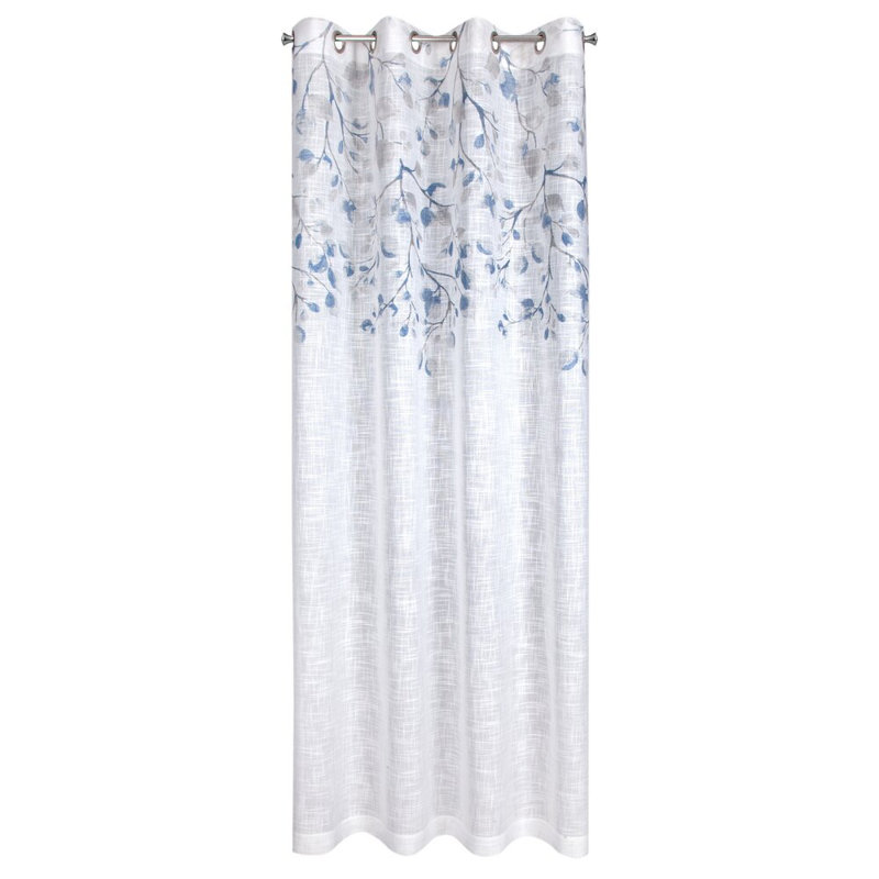 Roodhouse 100% Polyester Semi Sheer Curtain Single Panel, Blue