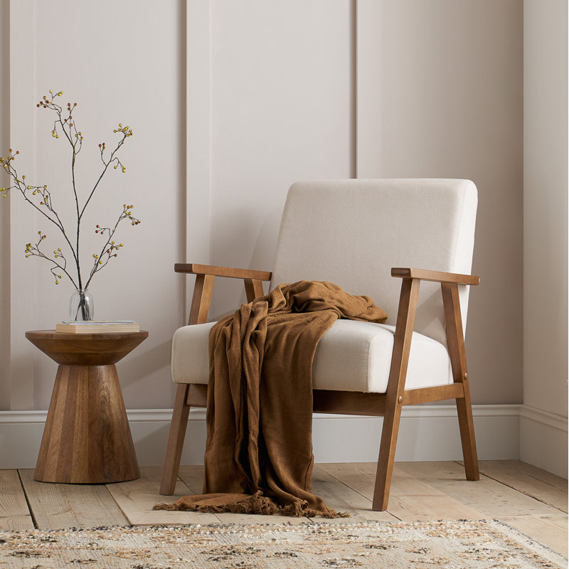 Springview Upholstered Armchair, Cream,  Light Oak