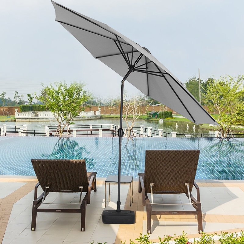 Aaroon 300cm Tilt Market Parasol, Light Grey