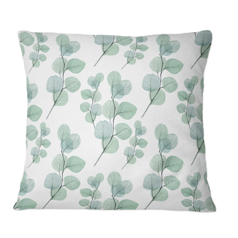 Coussin Eucalyptus Branches On White IV, 18 po x 18 po