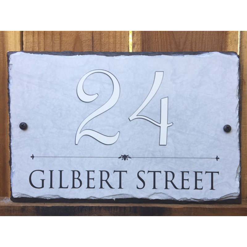 Plaque d’adresse murale sur 2 lignes en ardoise personnalisée, 2 trous pour suspension, H 8 po x l 12 po