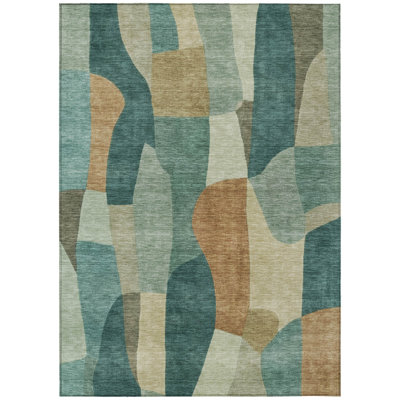 Machine Washable Indoor/Outdoor Chantille ACN2376 Abstract Rug
