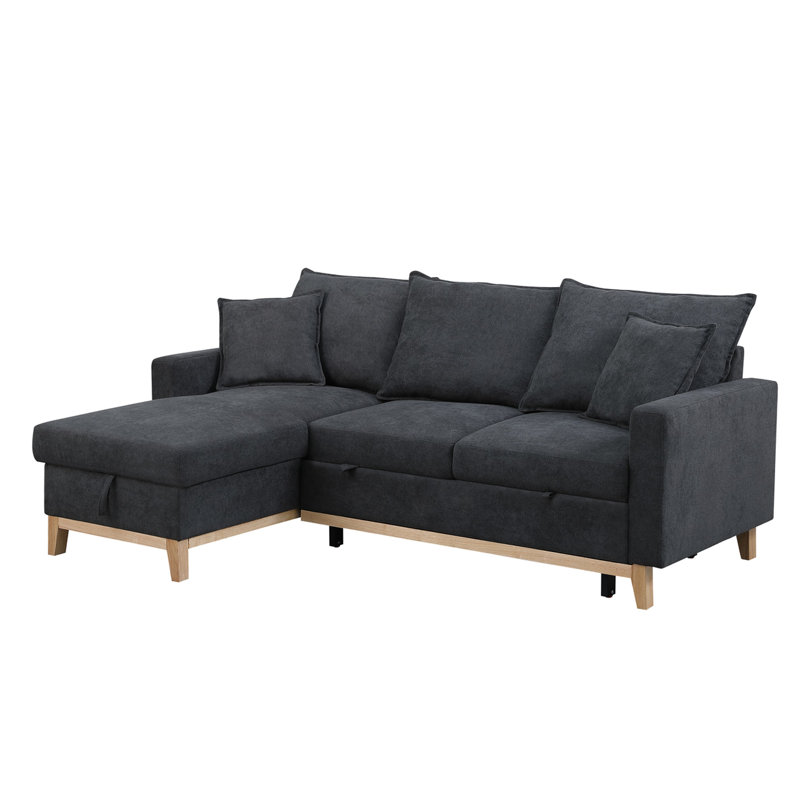 84.22" Sectional With Dark Gray Storage Chaise, Sleeper & 35.01" Product Depth Chaise 35.01 In. Height