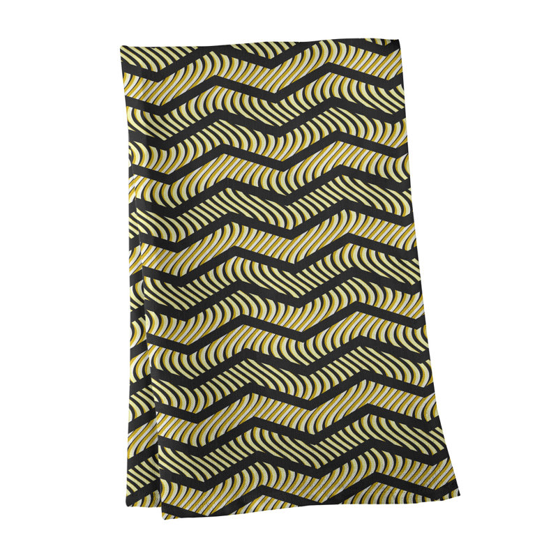 Stephenie Tea Towel Kitchen Towel, Yellow/Black, Poly Twill
